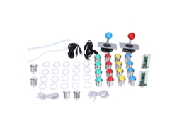 Kit de arcade para armar uno mismo, para 2 jugadores, con joystick de 8 direcciones, botones, LED y USB.