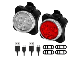 Juego Luces Bicicleta Led Usb Recargable Negro
