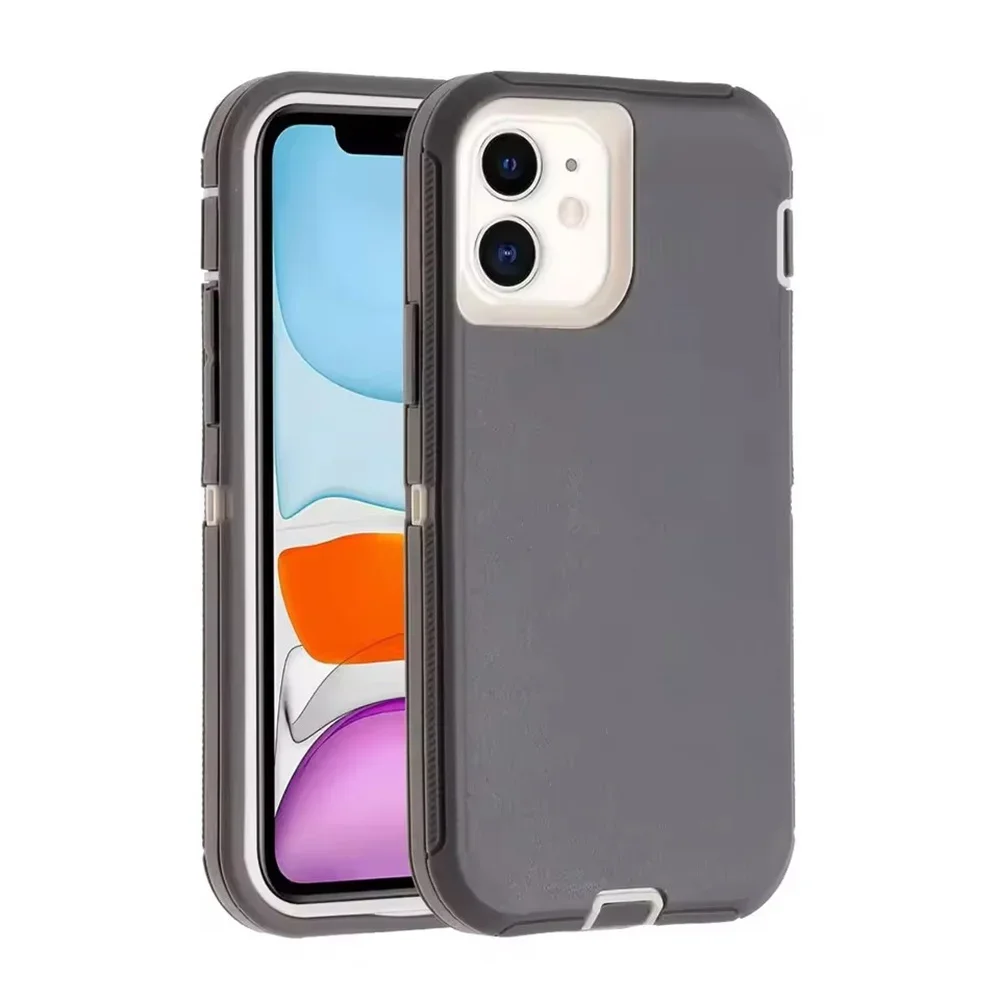 (gris, Iphone 11 Pro Max) Funda Para Teléfono 3 En 1 A Prueba De Golpes De Grado Militar, Adecuada Para Iphone, Funda Protectora Antivibración.