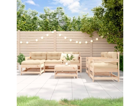 Conjunto 7 de muebles de jardín VIDAXL y cojines madera maciza