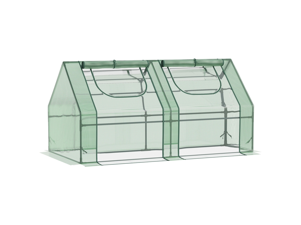 Invernadero pequeño OUTSUNNY fabricado en acero, PE, PVC y plástico (Verde - 180x90x90 cm)
