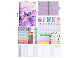 Cuaderno de negocios minimalista de piel sintética con textura de mármol, tamaño A6, MDUG (morado)