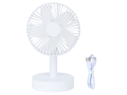 Mini ventilador de escritorio giratorio USB, 3 velocidades, blanco