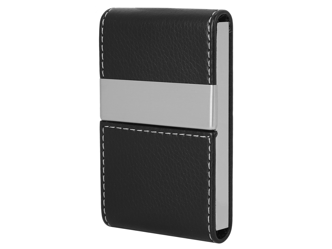 KOFIHETY Tarjetero profesional de piel sintética de diseño elegante y delgado, con cierre de metal para tarjetas de visita, para hombre y mujer, multiusos.