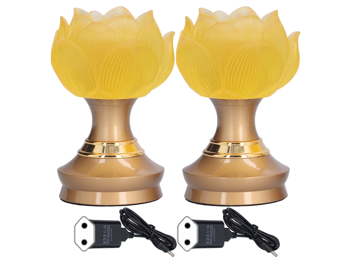 2 Lámparas Budistas Led Amarillas Ajustables Con Enchufe Europeo 100-240v Para Decoración Del Hogar