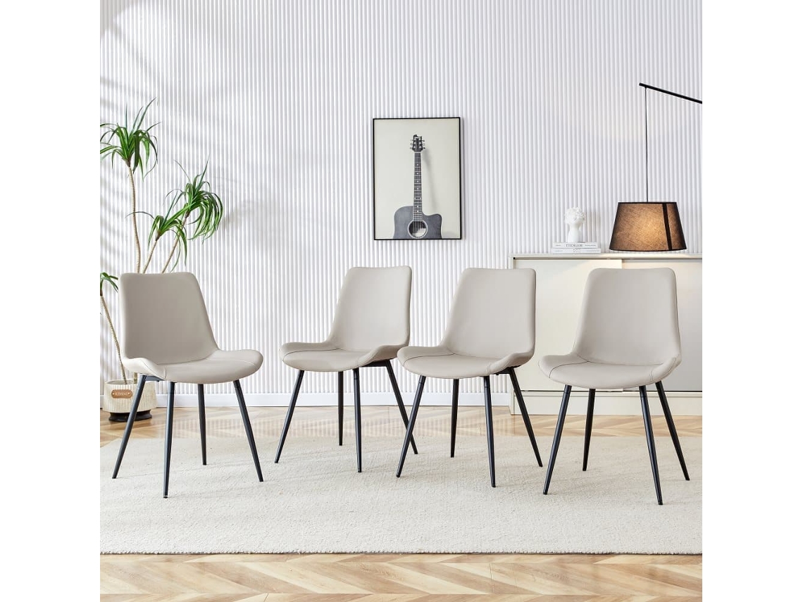 Sillas De Comedor 4 Unidades - Modernas, Asiento Amplio, Respaldo, Patas Antideslizantes - Negro+gris