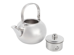 Tetera de acero inoxidable 304, fondo plano, 1 litro, para cocina de inducción, con filtro plateado de 14 cm.