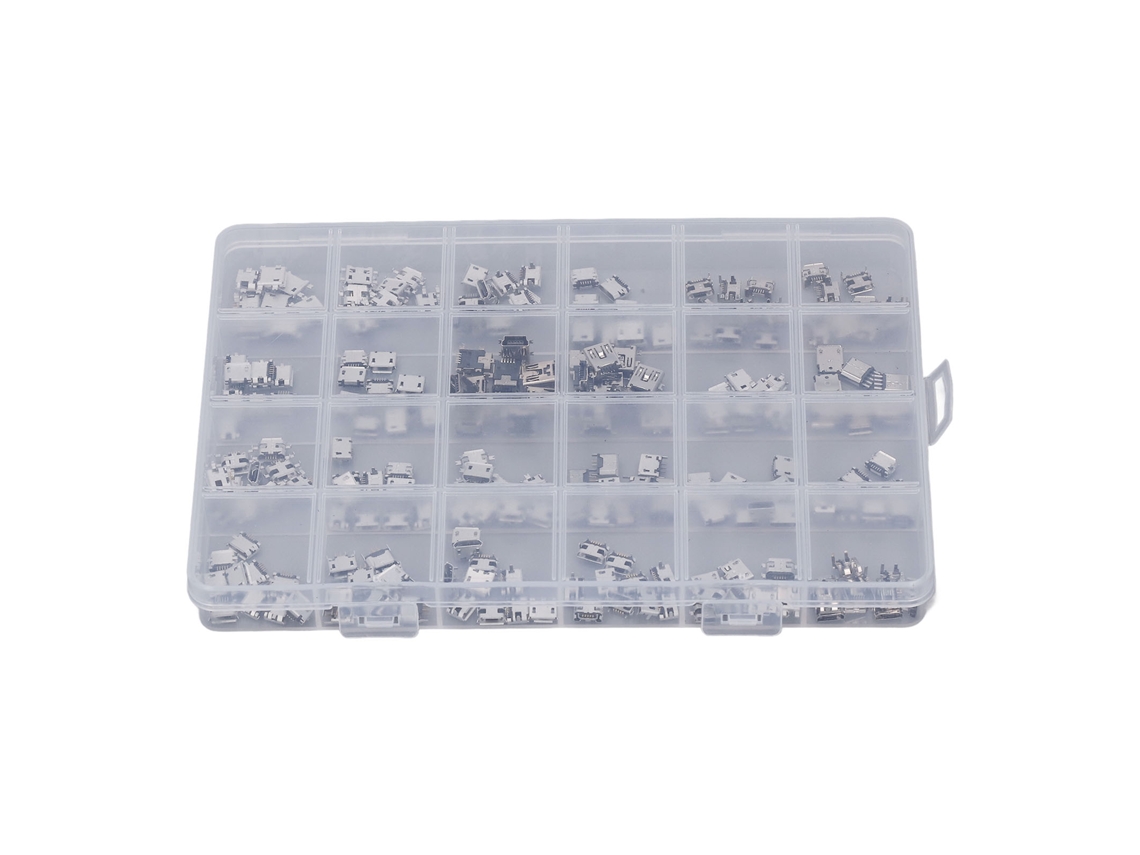Set De 240 Conectores Usb Micro Hembra Puerto Socket De Acero Inoxidable Fila Simple