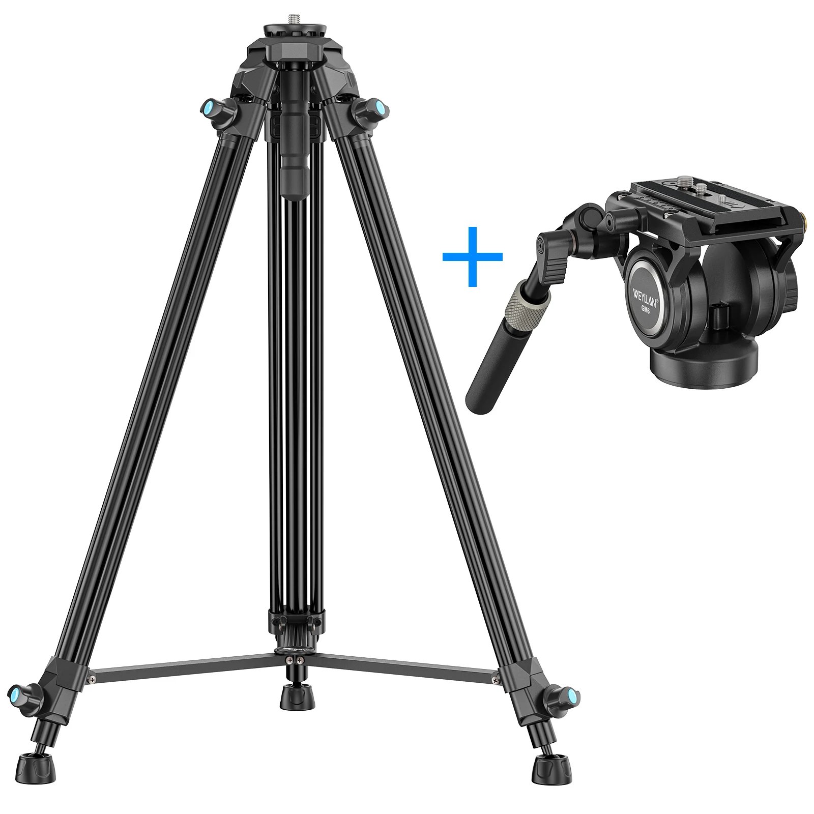 Trípode de vídeo compacto VP5 con cabezal hidráulico, 65 pulgadas, aluminio ligero para viajes, placa QR, capacidad de carga de 6 kg, para DSLR, trípode VP5 con GM6