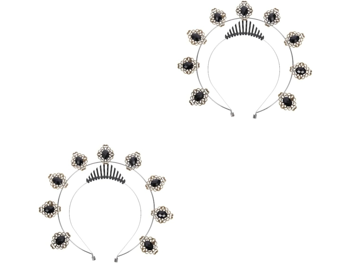 Diadema Elegante De Dos Piezas Con Forma De Corona Para Mujer Con Diamantes De Imitación: Un Accesorio Chic Para Bodas Y Fiestas.