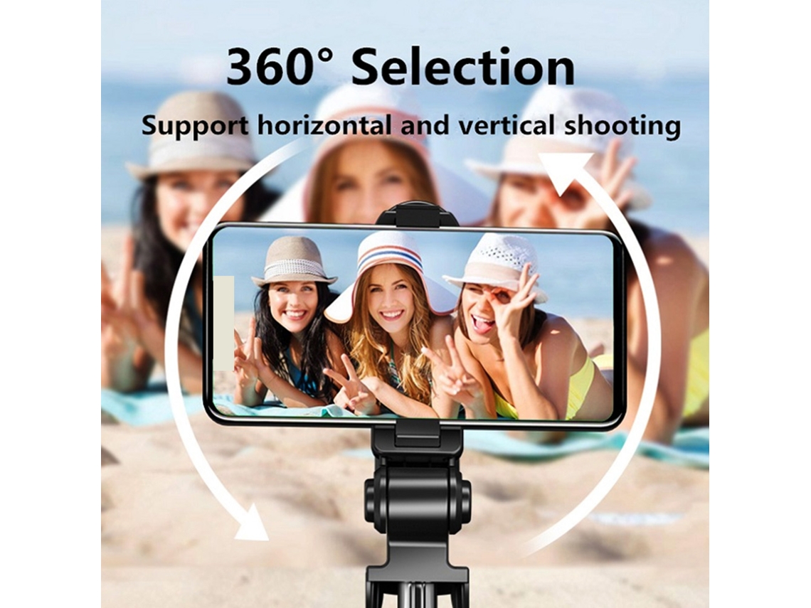 Trípode Inalámbrico Integrado Para Selfies, Palo Extensible Con Control Remoto Y Rotación De 360°.