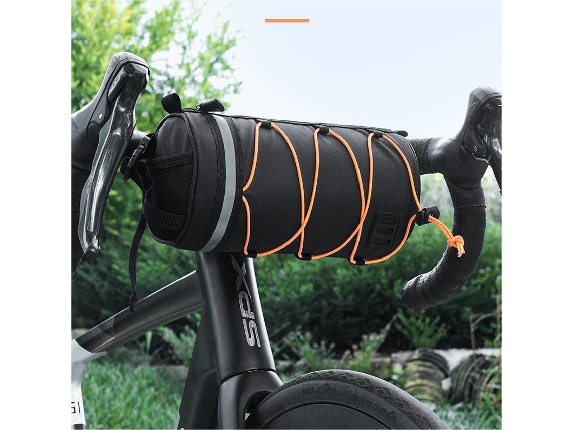Bolsa de bicicleta cilíndrica negra con asa y portaherramientas 23x11x11cm Dureforward