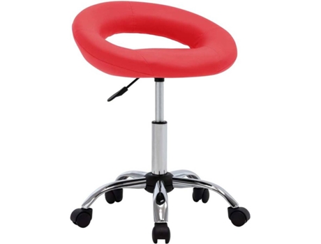 vidaXL Silla de trabajo con ruedas cuero sintético rojo