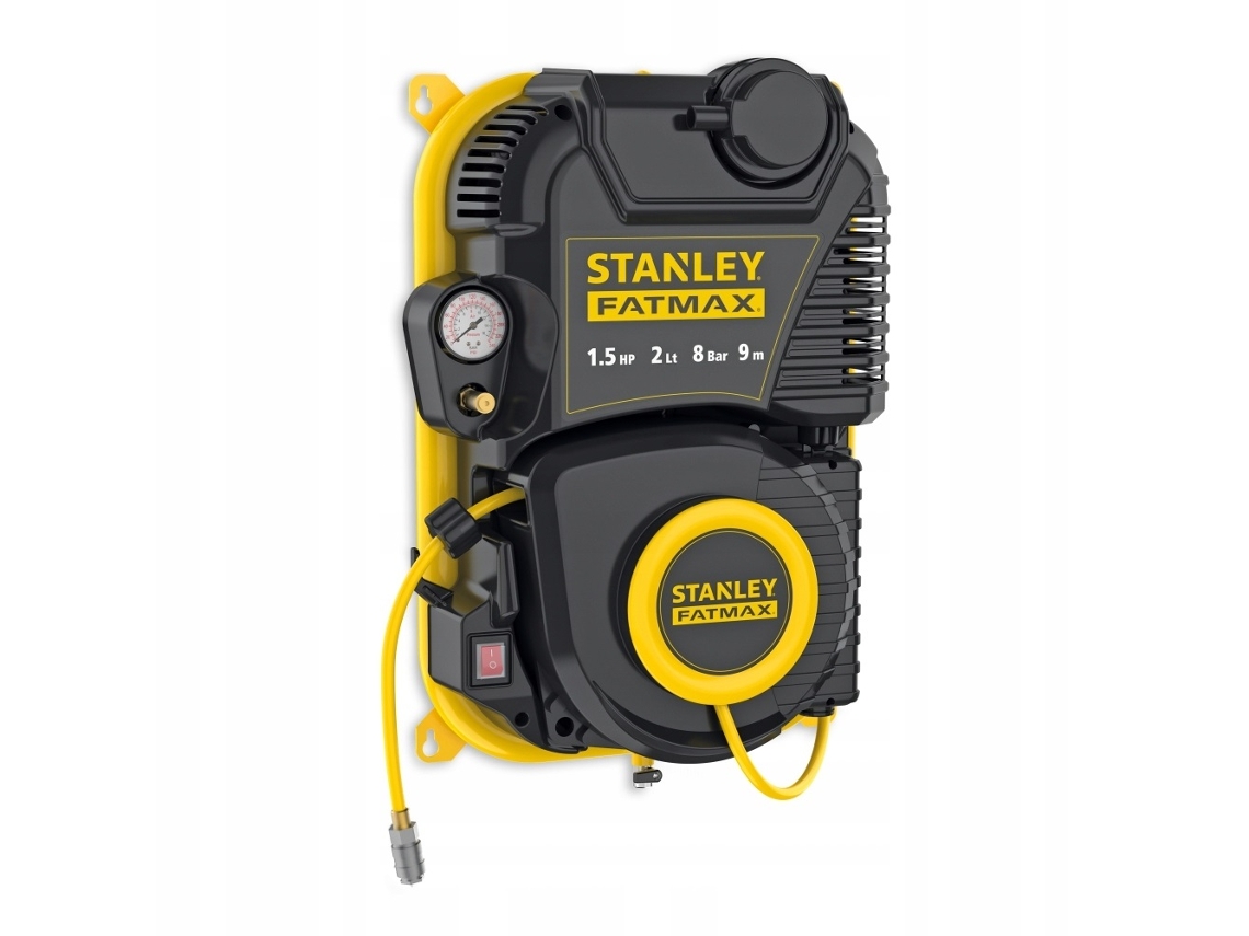 Compresor De Pared De 1.5Hp 8Bar 2L Con Manguera Retráctil 9M Ref.8215410Stf595 Stanley