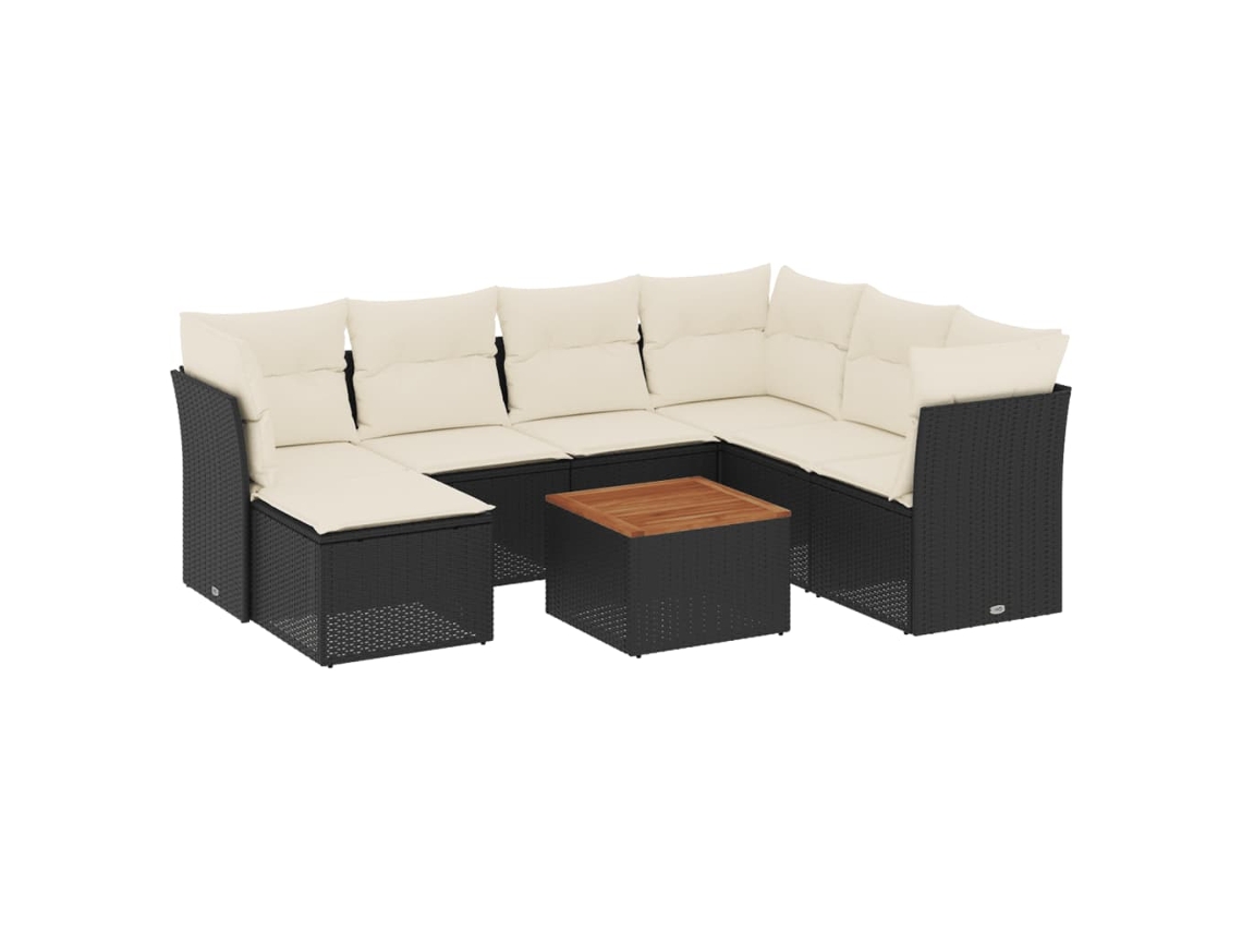 Maison Exclusive - Set De Sofás De Jardín 8 Piezas Y Cojines Ratán Sintético Negro