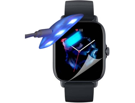 Kit de 4 Protectores de Pantalla Hidrogel para Amazfit GTS 3 Flexshield con Lámpara UV