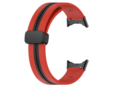 Correa de Silicona hebilla plateada bicolor para Google Pixel Watch - rojo/negro