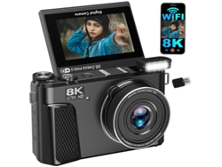 Cámara Digital Wd3 Szsmart 8k 88mp Autofocus Vlogging Con Wifi, Pantalla Flip 180° 3" Y Zoom 18x Para Youtube - Negro