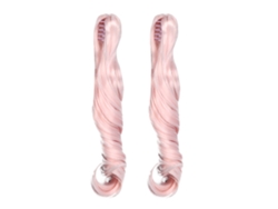 2pcs Muñeca Peluca De Seda Suave Alta Temperatura Rulo Romano Clip Rosa 25cm