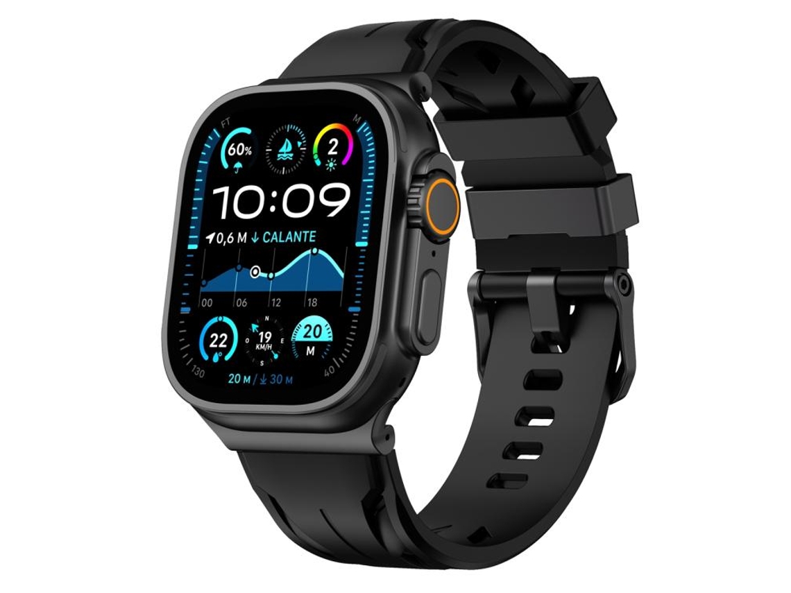 Correa para Apple Watch de 42/41/40/38 mm - Silicona negra con hebilla