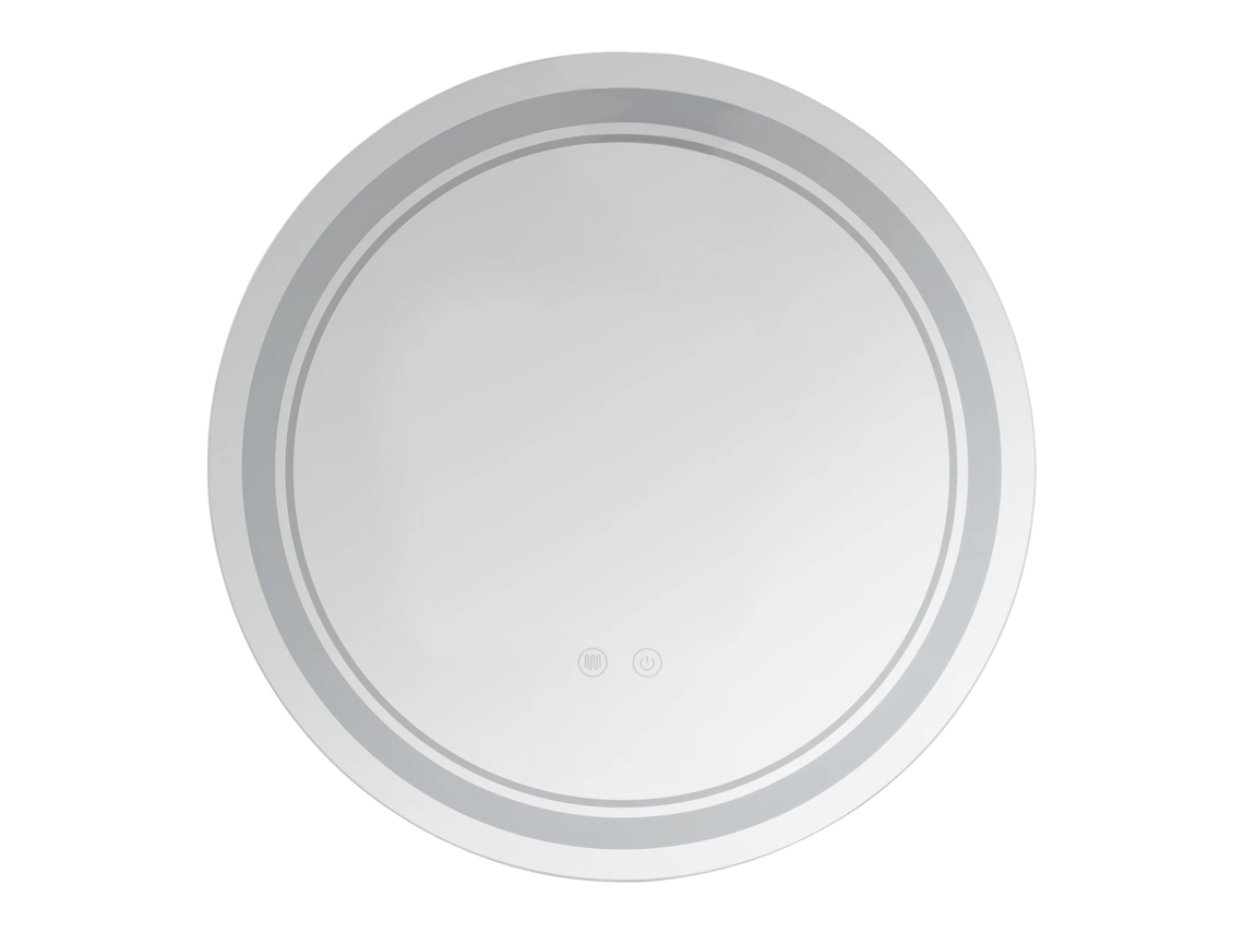 Espejo de baño con iluminación LED y interruptor táctil, color blanco.