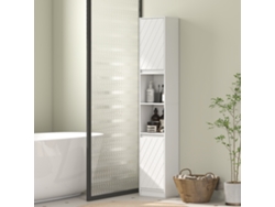 Mueble de baño tipo columna con 2 puertas y 2 compartimentos abiertos, 30x24x170cm, blanco