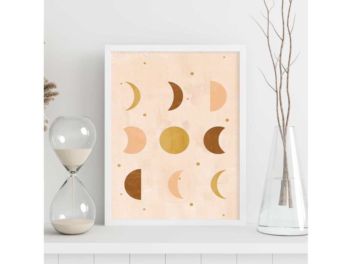 Póster NACNIC con Imagenes Abstractas de Soles y Lunas. con Cuerpos Celestiales en Tonos Marrones. 'Celestial 6