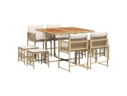 Maison Exclusive - Set Comedor De Jardín 9 Pzas Con Cojines Ratán Sintético Beige