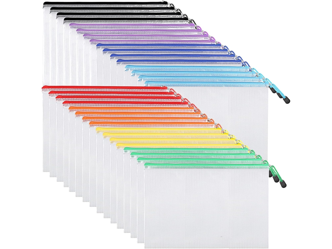 Carpeta de malla plástica para documentos, impermeable, tamaño A4, para oficina y escuela, paquete de 32 unidades, Digitallab