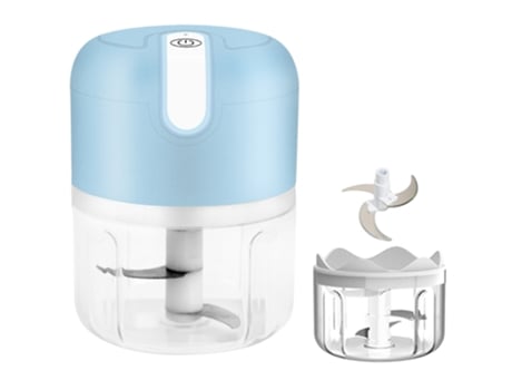 Pequeño procesador de alimentos inalámbrico Mini picadora de ajo portátil Licuadora Picadora Carga USB a prueba de agua (250 ml azul) ZMDECQNA