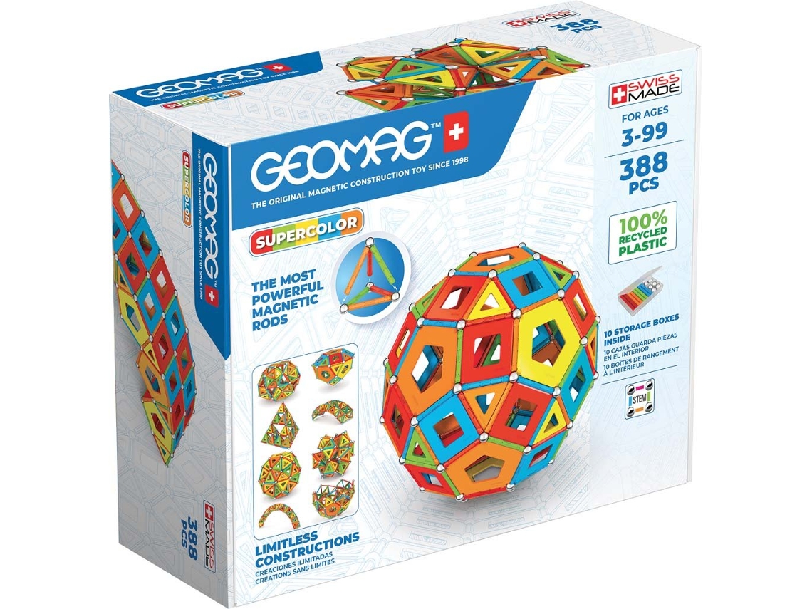 Juego de construcción magnético Masterbox Geomag Super Color Panels con 388 piezas