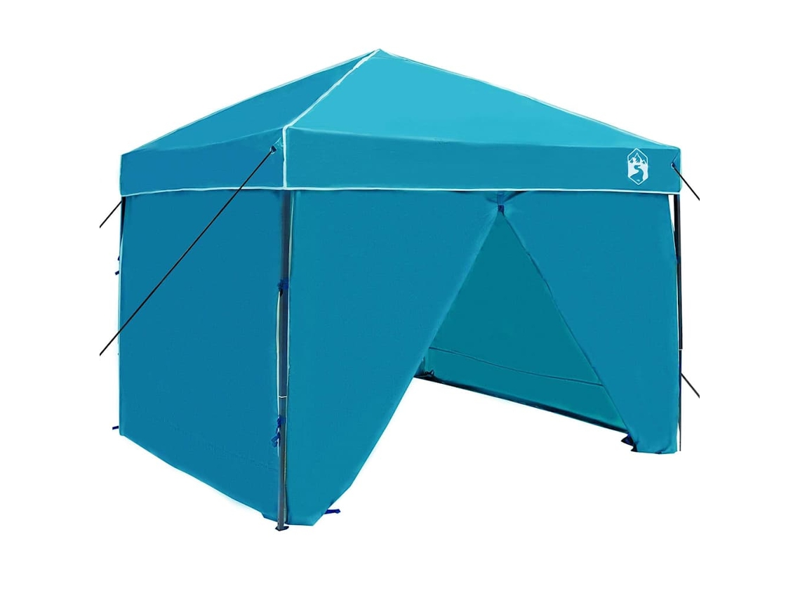 Toldo manual azul para tienda de campaña, 243 x 243 x 251 cm, de tela.