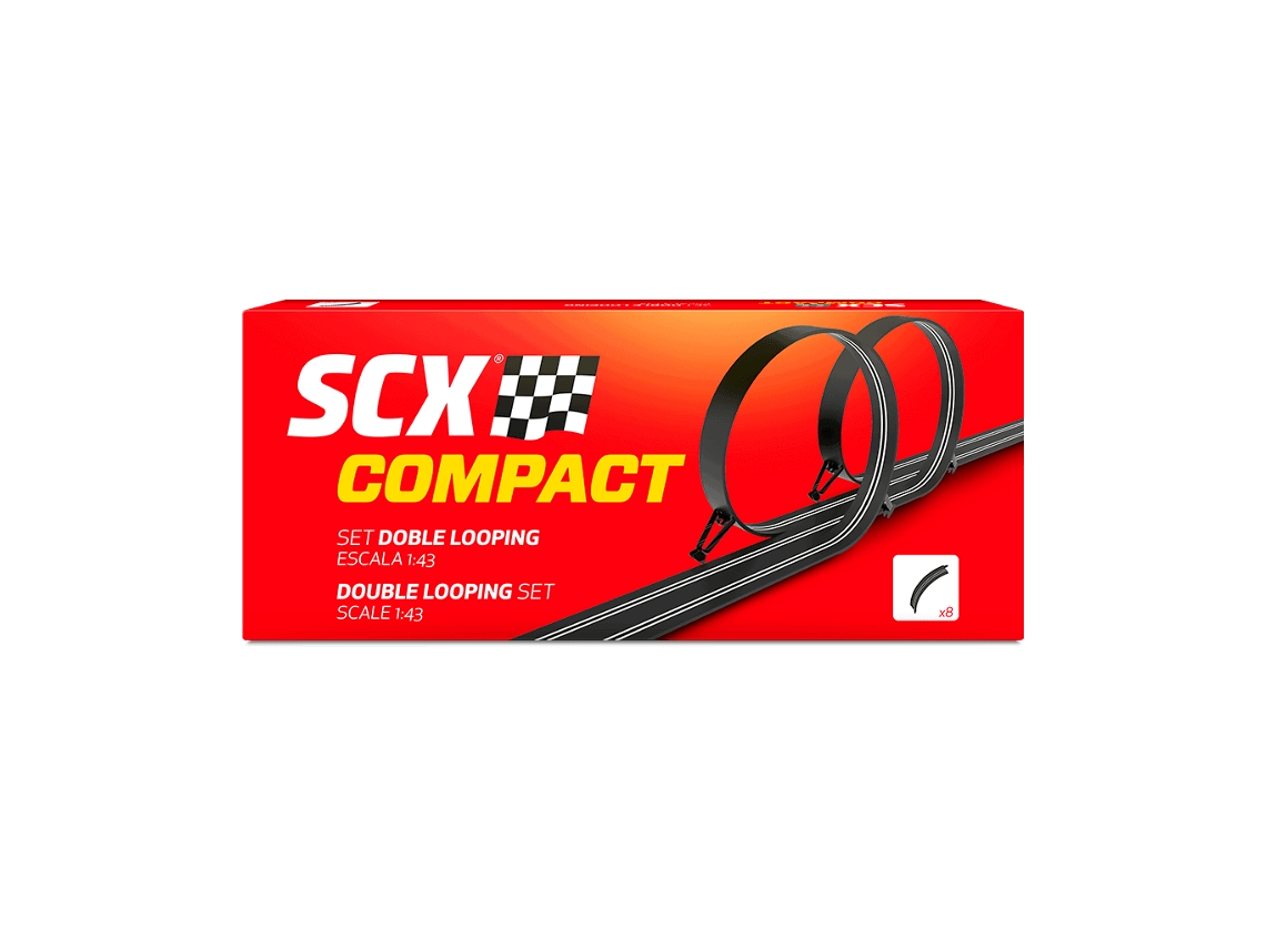 Scx - Set Doble Looping Gama Compact Para Ampliar O Mejorar Tu Pista De Carreras O Coches De Carreras, Scalextric Compact, Juguetes Para Niños