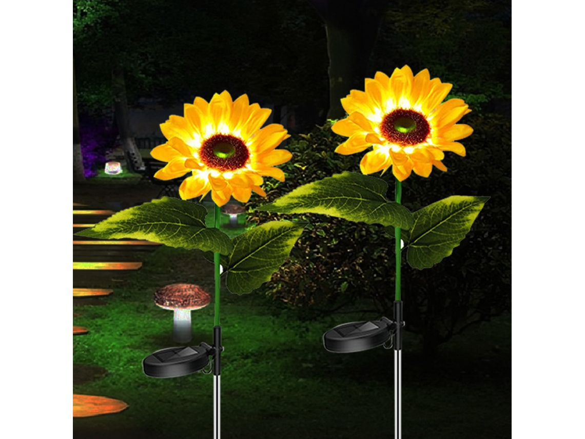 Luces solares LED de girasol para jardín (2 unidades)