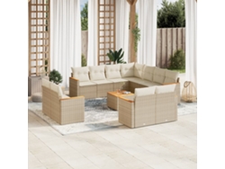 Conjunto de 12 sofás de jardín con cojines de mimbre beige de DKD Home Decor