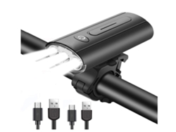 YIZHOOD Luces LED para bicicleta recargables por USB impermeables 2400 lúmenes DES859 (negro)