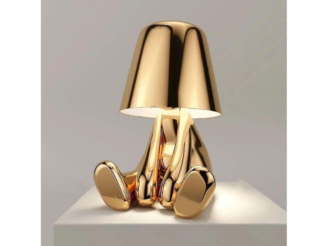 2026-lámpara De Mesa Portátil Recargable Con Usb Táctil 3 Niveles Brillo Decorativa Gold Thinker I Oro