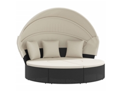 Maison Exclusive - Tumbona Cama De Jardín Con Capota Y Cojines Ratán Pe Negro