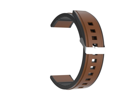 Correa de piel auténtica 22mm hebilla plateada para Huawei Watch GT - castaño