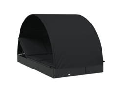 Tumbona redonda con dosel para 2 personas, mimbre, color negro, EXCLUSIVA MAISON