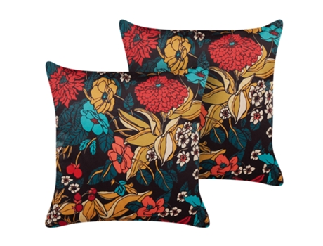 Conjunto de 2 cojines de terciopelo multicolor 45 x 45 cm BELIANI Protea