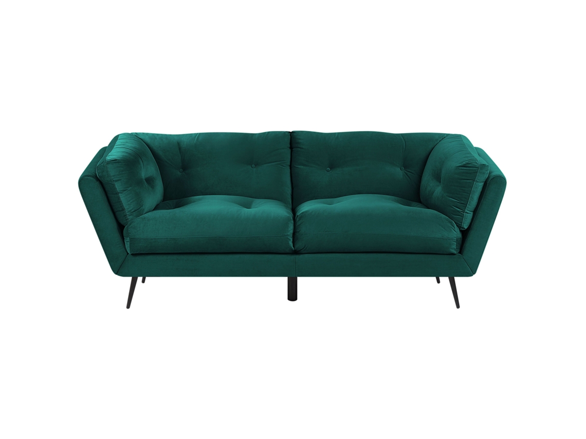 Sofá de 3 plazas BELIANI Lenvik de Terciopelo Verde 210x90x75