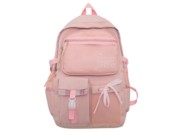 Mochila moderna para mujer, de nailon, funcional y cómoda, ideal para la escuela, el portátil y los viajes. Color rosa.
