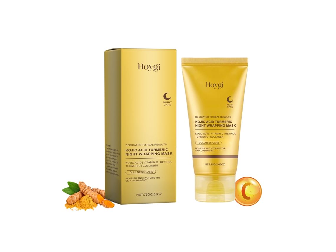 Mascarilla de colágeno con cúrcuma para piel exfoliante.