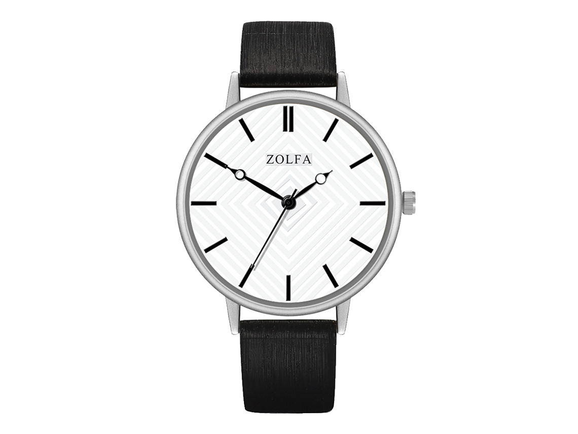 Reloj De Pulsera Redondo Analógico De Piel Sintética Con Movimiento De Cuarzo Para Parejas, Color Negro.
