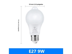 (blanco Frío 9w) Dos Bombillas Led E27 Con Sensores De Movimiento Pir, Ca 220v