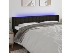 Cabecero Con Led De Tela Negro 163x16x78/88 Cm
