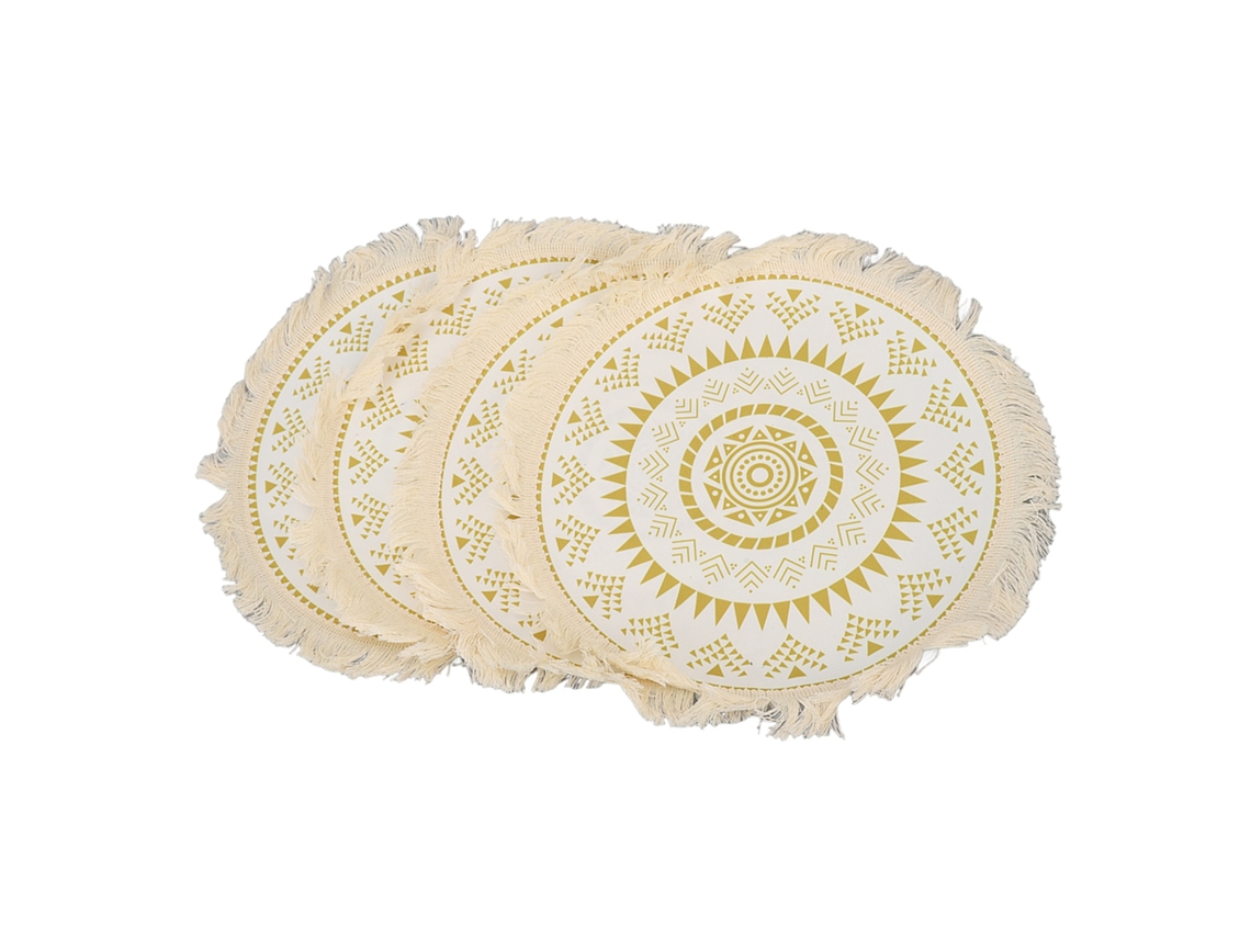 4 mantos redondos estilo boho con borlas de algodón