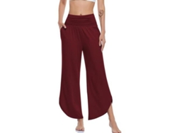 2026-pantalones De Yoga De Pierna Ancha Para Mujer De Cintura Alta Confortables Con Bolsillos Xxl Rojo
