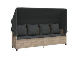 Tumbona con dosel y cojines, mimbre, gris claro, MAISON EXCLUSIVE (sin dimensiones)